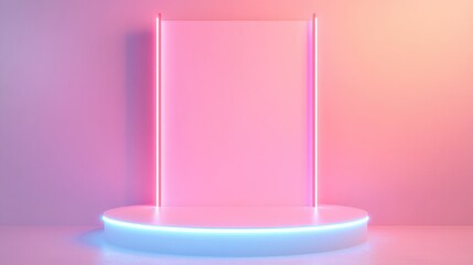 Aufkleber - Blank product display featuring neon lights against a pastel colored background 3D rendering