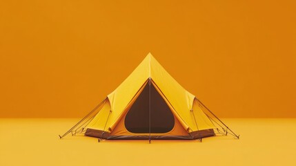 Aufkleber - 3D Rendering of a Monochrome Tent with an Orange Background