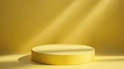 Aufkleber - 3D rendering of a minimalistic yellow podium set against an abstract background Ideal for advertising design including cosmetics technology food fashion and luxury product displays Illustration su