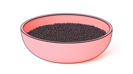 Poster - Black beans in a red bowl isolated on white