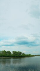 Wall Mural - River Landscape In Sunny Spring Day Timelapse View