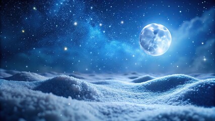 Wall Mural - tranquil snowy landscape at night under the moonlight