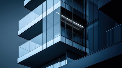 Poster - Modern architectural design featuring glass balconies and sleek lines.