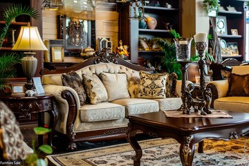 Poster - Discover a stylish living room with luxurious furniture and decor—all at discounted prices for your home makeover!. Generative AI