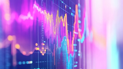 Poster - Abstract financial graph with vibrant colors representing market trends and data analysis.