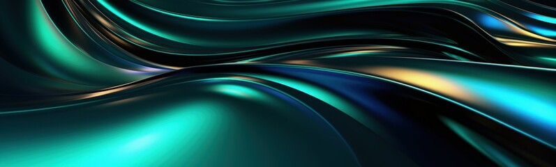 Poster - Abstract Green and Blue Waves