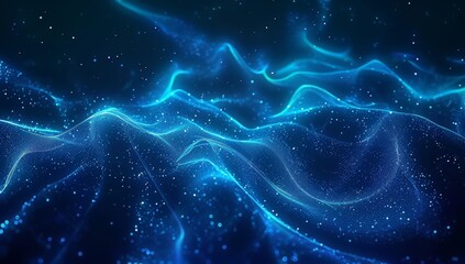 Fototapete - Abstract blue background nature geometric organic wallpaper dots waving, digital technology and artificial intelligence concepts vector style. Big data, machine learning, vast network connection.