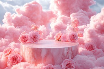a pink cloud filled with pink flowers and pink clouds