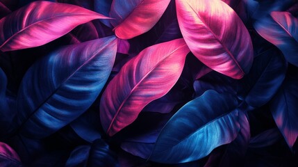 Poster - A close up of a leafy plant with purple and blue leaves