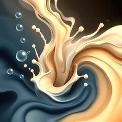 Fototapete - Abstract illustration conveying the movement of coffee and milk flows