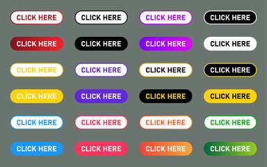 Poster - CLICK NOW buttons collection for website interface colorful gradient sign symbol gradient buttons icon set