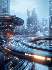 Poster - ai city, advanced technology, futuristic infrastructure, holographic displays