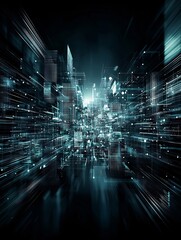 Poster - futuristic ai world, interconnected networks, digital cityscape, advanced technology