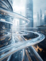 Poster - ai city, innovative infrastructure, futuristic society, holographic displays