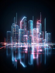 Poster - ai metropolis, digital innovation, futuristic city, neon holograms