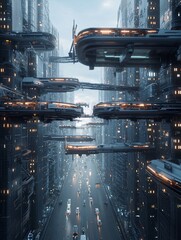 Poster - AI-controlled city, advanced infrastructure, futuristic technology, digital networks