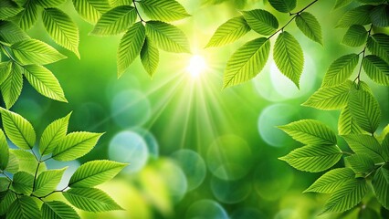 Lush green foliage against blurred summer background