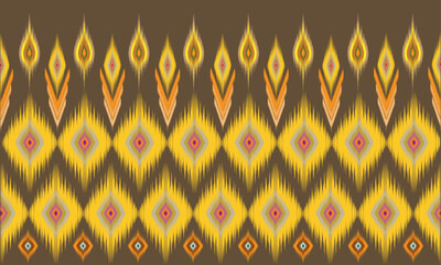 Abstract ethnic ikat fabric pattern vector illustration. Seamless pattern in Aztec tribal style. Design for background, wallpaper, fabric, clothes, batik, carpet or textile print.