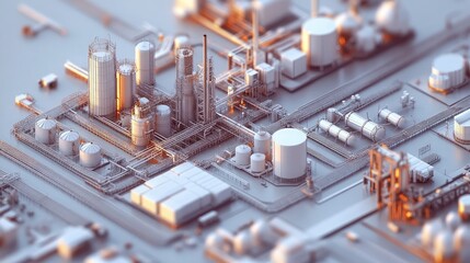 Industrial Plant Model with Complex Structures and Pipelines