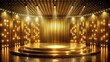 © suchetpong - Luxury and futuristic golden empty stage with lights background