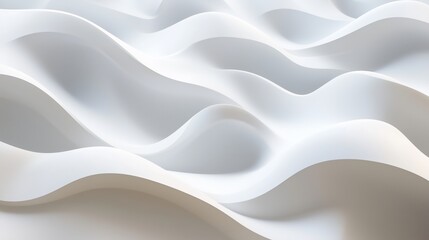 Poster - Sculptural white waves create a dynamic visual texture in an artistic display, showcasing fluidity and movement in a minimalist design