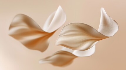 Poster - Delicate cream-colored petals floating elegantly against a soft pastel background, creating a serene and calming atmosphere