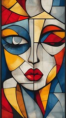 Wall Mural - Abstract Portrait in Bold Colors.