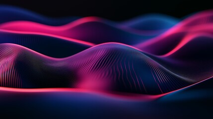 Poster - colorful abstract waves of light undulating gracefully against a dark backdrop at night, creating a 
