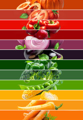 Wall Mural - Vegetable Mix Stripes Abstract Background.