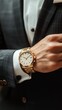 © sergiokat - a man in a classic black suit wears a classic gold watch