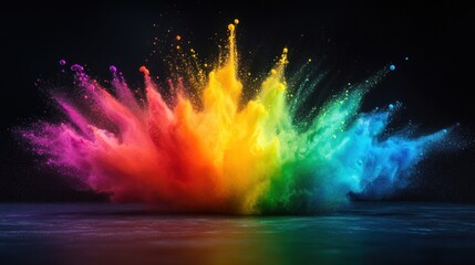 Poster - A vibrant explosion of colorful powder creating a dynamic visual effect.