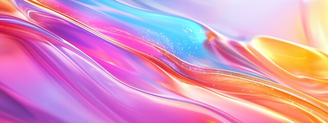 Poster - colorful abstract waves of light create a mesmerizing visual display representing energy and movemen