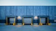 © utaem2022 - Three loading docks of distribution center with security barriers at dusk