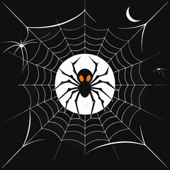 A spooky and stylish illustration of a spider in its web, perfect for adding a touch of Halloween horror to your designs. This graphic is ideal for seasonal decorations, party invitations.