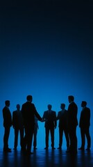 Poster - A group of men are standing in a circle and shaking hands