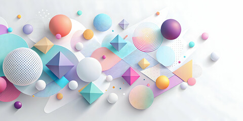 Poster - abstract 3d geometric shapes: a vibrant and playful composition of colorful 3d geometric shapes, wit