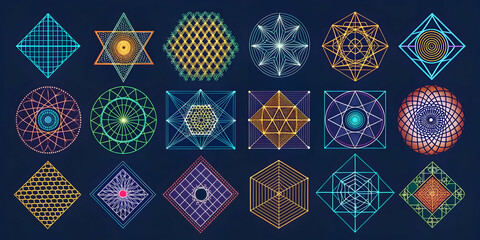 Fototapete - sacred geometry: a collection of mystical symbols