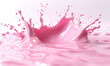 © A_visual - Strawberry pink milk splash close up, drink concept, package, food, Generative AI