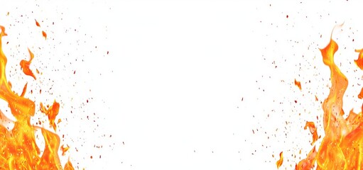 Poster - An orange flame and sparks on a transparent background. For use in light illustrations.