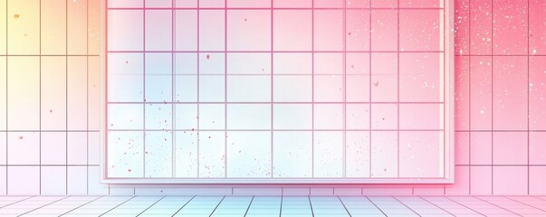 Poster - Modern abstract minimalistic background with pastel pink and blue geometric tiles and window frame