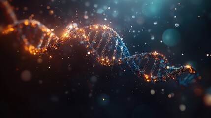 Poster - A vibrant representation of a DNA double helix, symbolizing life and genetic science.