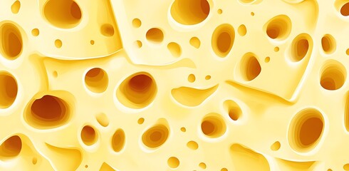 Yellow cheese background vector illustration with holes