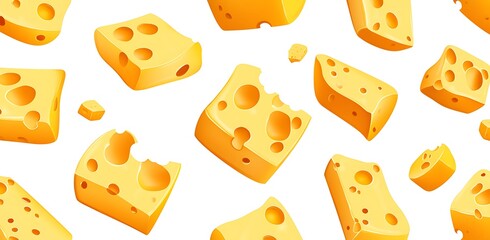 Yellow cheese background vector illustration with holes