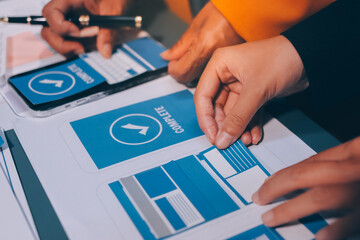 The designer team is designing the uxui system to make the uxui system work well on new phones and support system updates. Website development concept UI UX front end designer