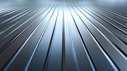 Poster - A close-up view of shiny, parallel metal strips reflecting light.