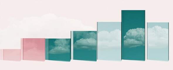 Poster - This bar graph illustrates a significant spike in market performance with bold turquoise bars.