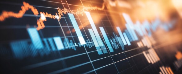 Poster - A bar graph showing a spike in market performance with bold azure bars.