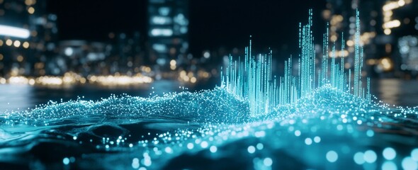 Poster - Market performance is illustrated with bold teal bars in this bar graph.