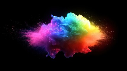 Poster - A vibrant explosion of colorful smoke against a dark background, showcasing artistic creativity.