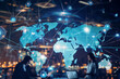 © castillo bermudez - Global digital network with technology icons and business people in the background